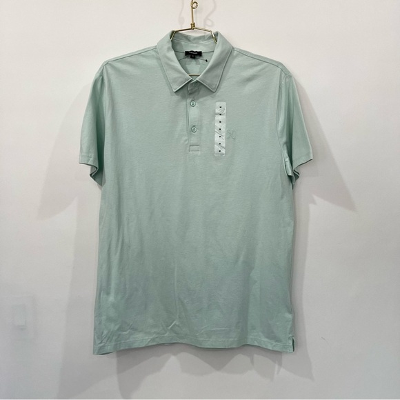Express Polo Shirt Size Medium Mint Green Cotton Top Short Sleeve - Picture 1 of 4
